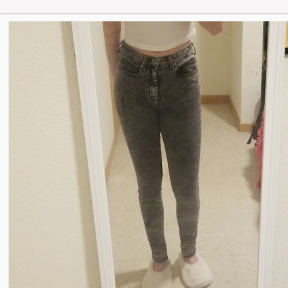 Black Acid Wash Skinny Jeans